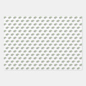 緑と白の象のベビーシャワー ラッピングペーパーシート (正面)