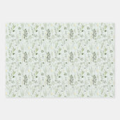 緑と白の野生の花 ラッピングペーパーシート (正面)