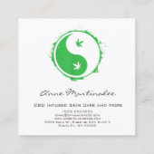 緑と白の陰陽の葉 スクエア名刺 (裏面)