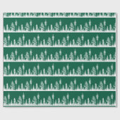 緑と白の雪に覆われた冬の森 ラッピングペーパー (フラット)