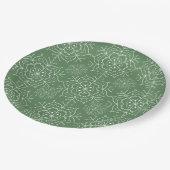 緑と白の雪の結晶のクリスマス ペーパー プレート (アングル)