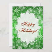 緑と白の雪の結晶 ホリデーパーティーの招待状 招待状 (裏面)