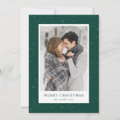 緑と白の雪の花の休日のフォトカード シーズンカード (正面)