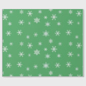 緑と白の雪片クリスマス ラッピングペーパー (フラット)