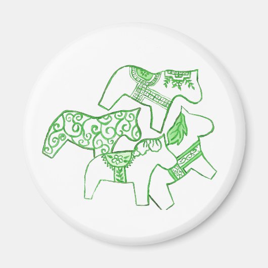 緑と白の馬磁石 マグネット (正面)