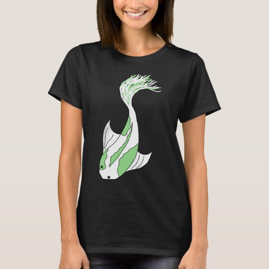 緑と白の鯉 Tシャツ (正面)