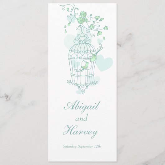 緑と白の鳥かご鳥の結婚夕食 メニュー (正面)