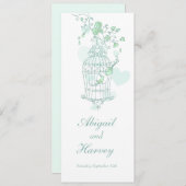 緑と白の鳥かご鳥の結婚夕食 メニュー (正面/裏面)