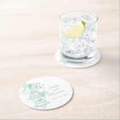 緑と白の鳥がケージのコースタ結婚ーを開く ラウンドペーパーコースター (インサイチュ)