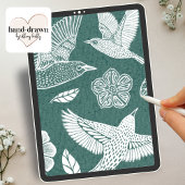 緑と白の鳥が去っていくパーティーの招待状 招待状