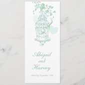 緑と白の鳥のケージの結婚ディナーメニュー メニュー (正面)