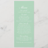 緑と白の鳥のケージの結婚ディナーメニュー メニュー (裏面)