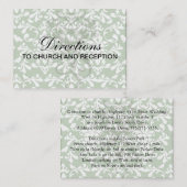 緑と白の鳥のダマスクパターン エンクロージャーカード (正面/裏面)