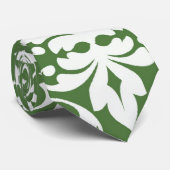緑と白の鳥のダマスクパターン ネクタイ (ロール)