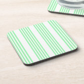 緑と白の5つのストライプパターン コースター (左側)