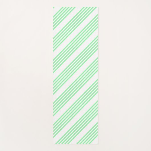 緑と白の5つのストライプパターン ヨガマット (正面)