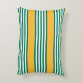 緑と白の5つの黄色ストライプのパターン アクセントクッション (裏面(縦))