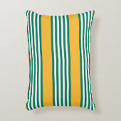 緑と白の5つの黄色ストライプのパターン アクセントクッション (正面(垂直))