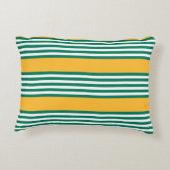 緑と白の5つの黄色ストライプのパターン アクセントクッション (裏面)