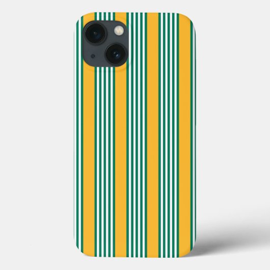 緑と白の5つの黄色ストライプのパターン Case-Mate iPhoneケース (裏面)
