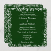 緑と白の《写真》ぼけ味結婚 招待状 (正面/裏面)