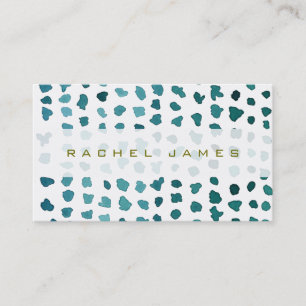 緑と白のChic Watercolorドット 名刺