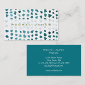緑と白のChic Watercolorドット 名刺 (正面/裏面)