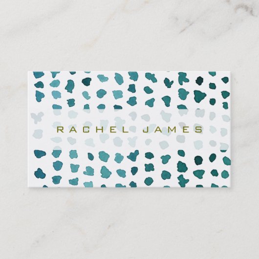 緑と白のChic Watercolorドット 名刺 (正面)
