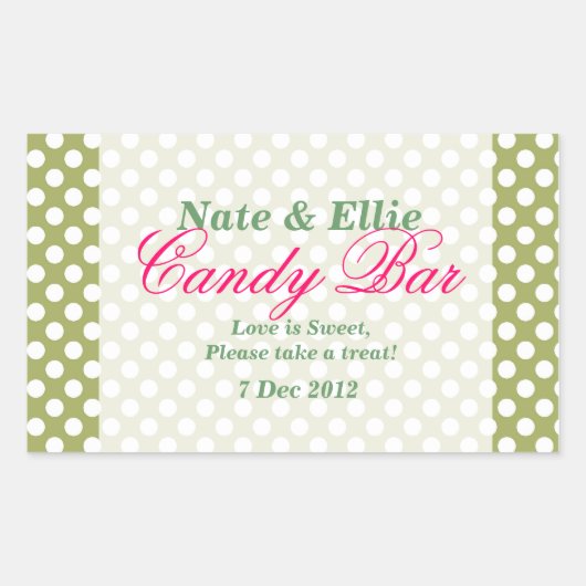 緑と白のDottyキャンディバーステッカー 長方形シール (正面)