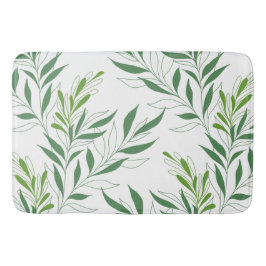 緑と白エレガントの葉 バスマット