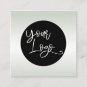 緑と白カスタムのロゴを追加しまグラデーションす スクエア名刺 (正面)