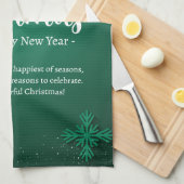 緑と白シンプルのクリスマスと新年 キッチンタオル (四つ折り)