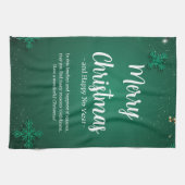 緑と白シンプルのクリスマスと新年 キッチンタオル (横)