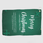 緑と白シンプルのクリスマスと新年 ゴルフタオル (横)