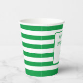 緑と白ストライプのの「この飲み物は」 紙コップ (右)