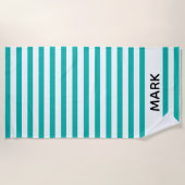 緑と白ストライプのの ビーチタオル (正面)