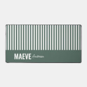 緑と白ストライプのパーソナライズされたエレガントモダン デスクマット (正面)