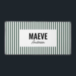 緑と白ストライプのパーソナライズされたエレガントモダン デスクマット<br><div class="desc">ミニマルガーリーモダンシンプルタイポグラフィセージ緑と白いストライプデザインエレガントは、ギフトデスク。</div>