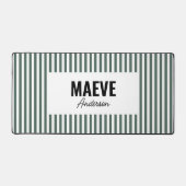 緑と白ストライプのパーソナライズされたエレガントモダン デスクマット (正面)