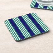 緑と白ストライプの文様 コースター (左側)