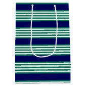 緑と白ストライプの文様 ミディアムペーパーバッグ (裏面)