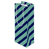 緑と白ストライプの文様 ワインギフトバッグ (裏面アングル)