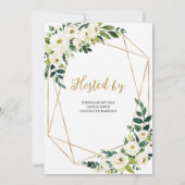 緑と白フローラ素朴ブライダルシャワー 招待状 (裏面)