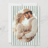 緑と白モダンの写結婚真 セーブザデート (裏面)