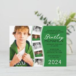 緑と白ユニークのフィルムストリップ6写真卒業 招待状