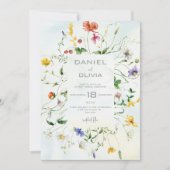 緑と白素朴の花結婚夏 招待状 (正面)