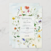 緑と白素朴の花結婚夏 招待状 (正面/裏面)