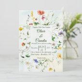 緑と白素朴の花結婚夏 招待状 (スタンド正面)