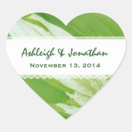 緑と白葉のレースV04 ハートシール