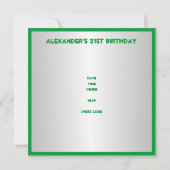 緑と白21歳の誕生日パーティー 招待状 (裏面)